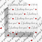 Funny Valentine'S Day Wrapping Paper Sheet - 6 Sheets I Fucking Love You Design Folded Flat For Wedding, Anniversary, Birthday, Party - 19.7 Inch X 27.5 Inch Per Sheet