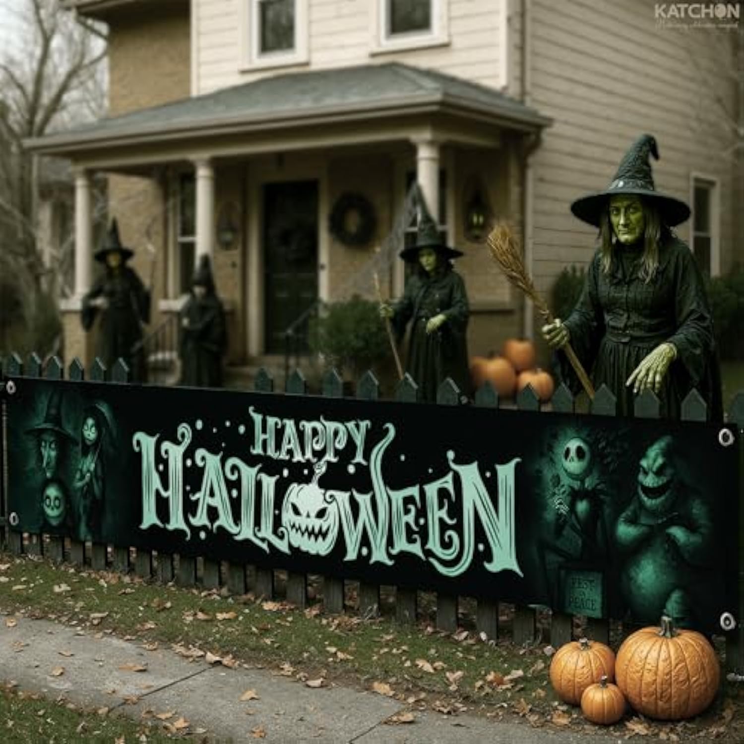 Happy Halloween Outdoor Banner: Spooky Yard Decor 120x20 Inch