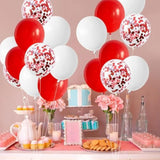 Red And White Confetti Balloons 60Pcs 12 Inch Red Confetti Latex Ballo