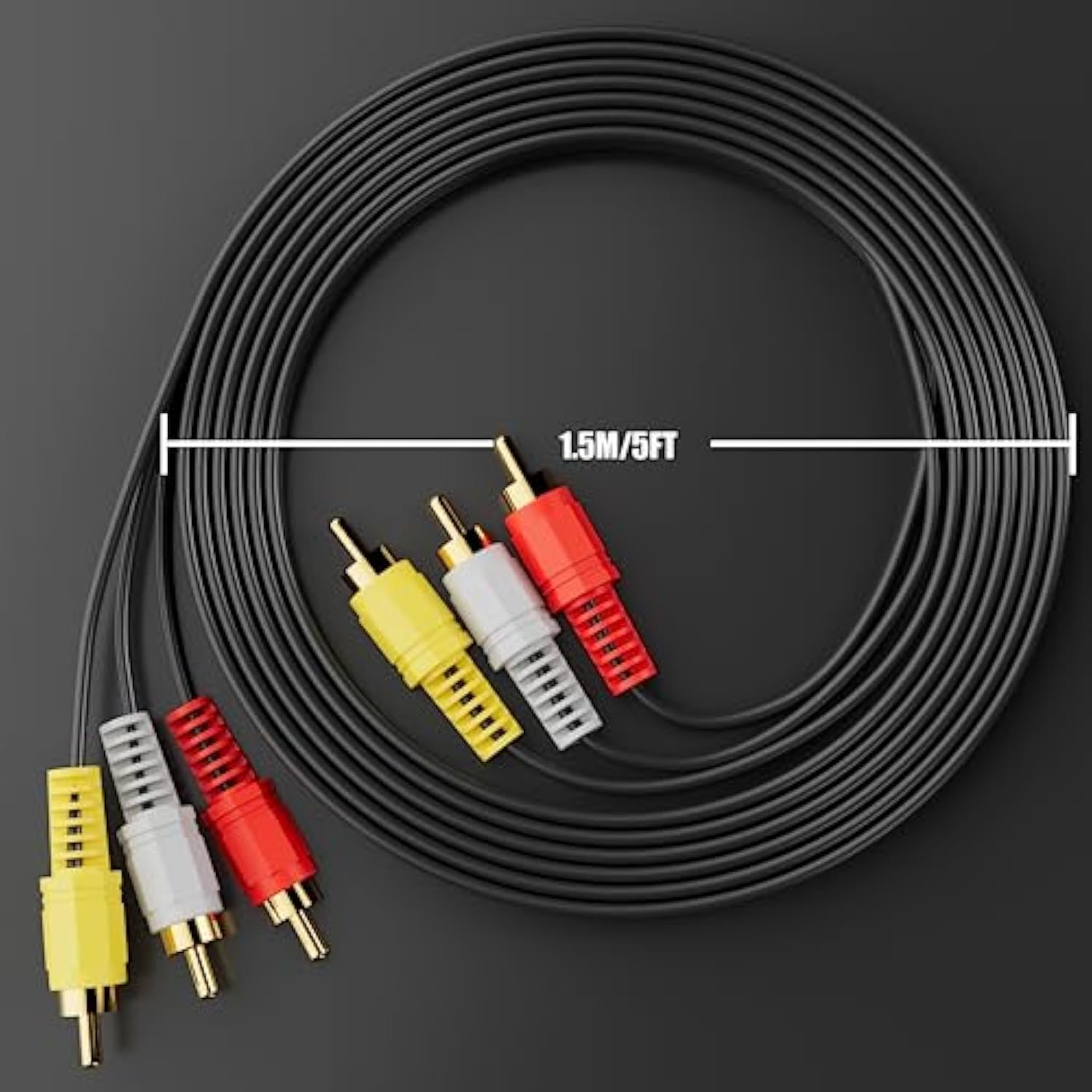 Rca Cables, 3Rca Cable Audio Video 24K Gold Plated Connecting Audio Video Comp