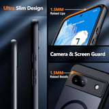 Magnetic For Google Pixel 8A Case, [Military Drop Protection] [Anti-Fingerprint] Slim Translucent Matte Back Durable Phone Case,Black