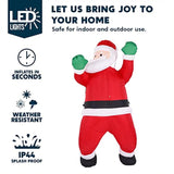 5.5 Ft Tall Christmas Inflatables Outdoor Decorations Hanging Santa With Gift Bag, Christmas Blow Up Climbing Santa Yard