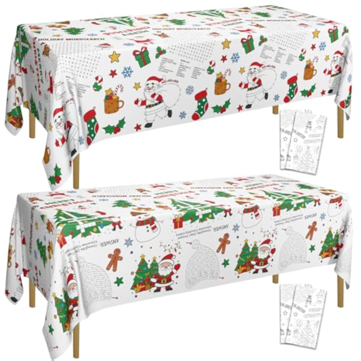 4Pack Christmas Coloring Tablecloths, Rectangular Paper Xmas Table Covers, Giant Coloring Poster Santa Claus Snowman For Kids Winter Holiday New Year Merry Christmas Party Supplies, 54 X 108Inch