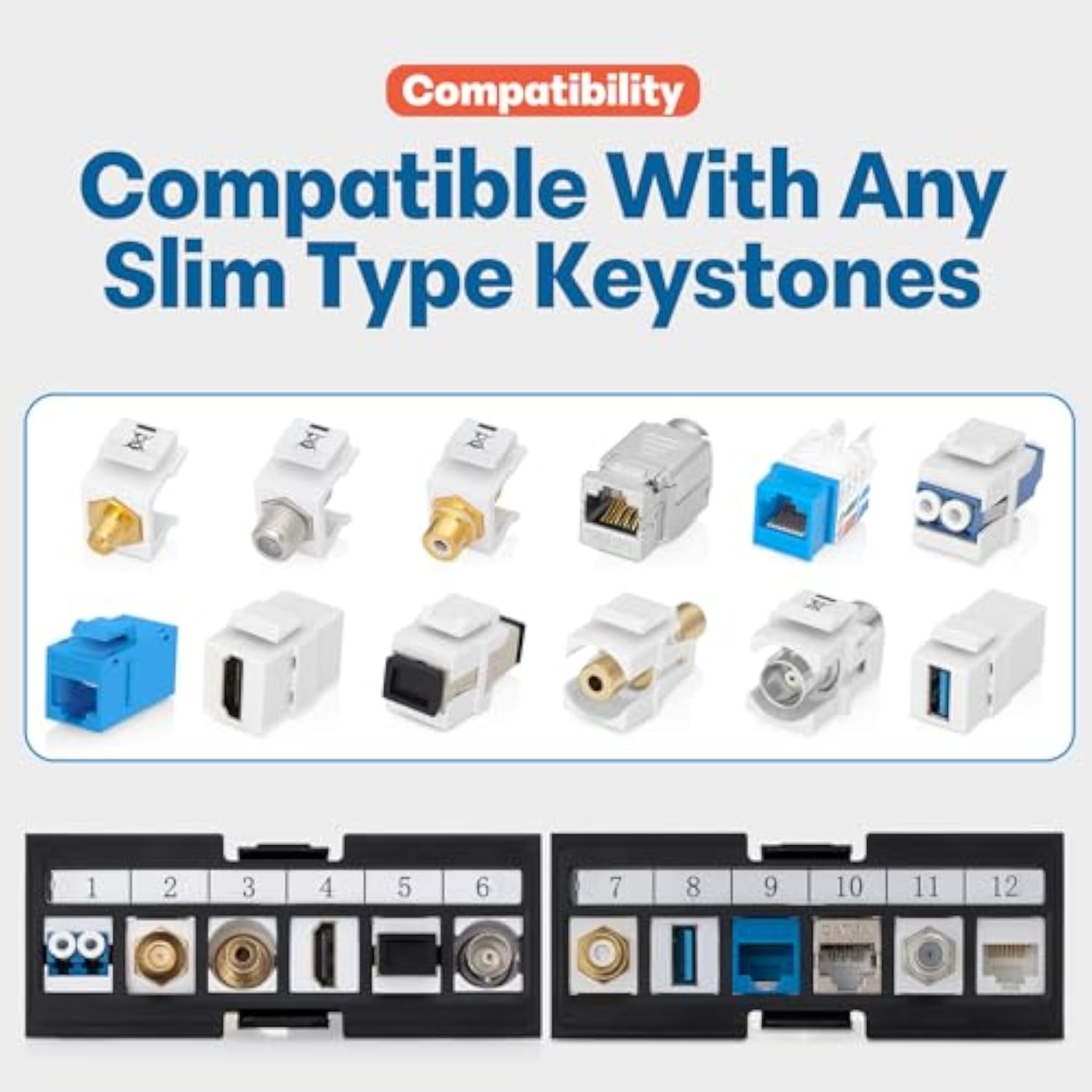 Bundle – 2 Items: Snap-In 24-Port Keystone Patch Panel + 20 Pack Of Rj45 Cat6/