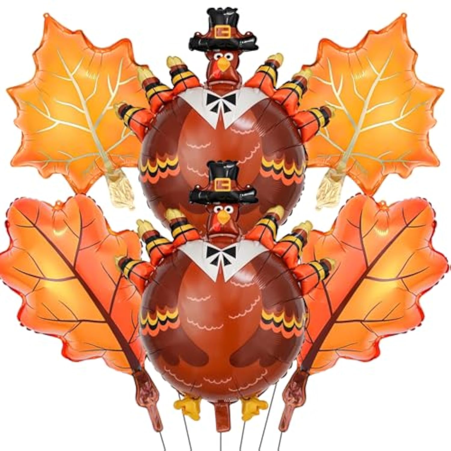 6 Pcs Fall Thanksgiving Balloons Maple Leaf Turkey Foil Balloons Party Decor