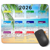 2026 Calendar Mouse Pad With Stitched Edges, Gaming Mousepad For Computer Laptop Mat,New Year Office Accessories (8.7 X 7.1 Inch) - Ocean Beach Palm Tree