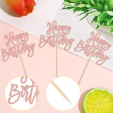 24-Pack Rose Gold Glitter Happy Birthday Cupcake Toppers