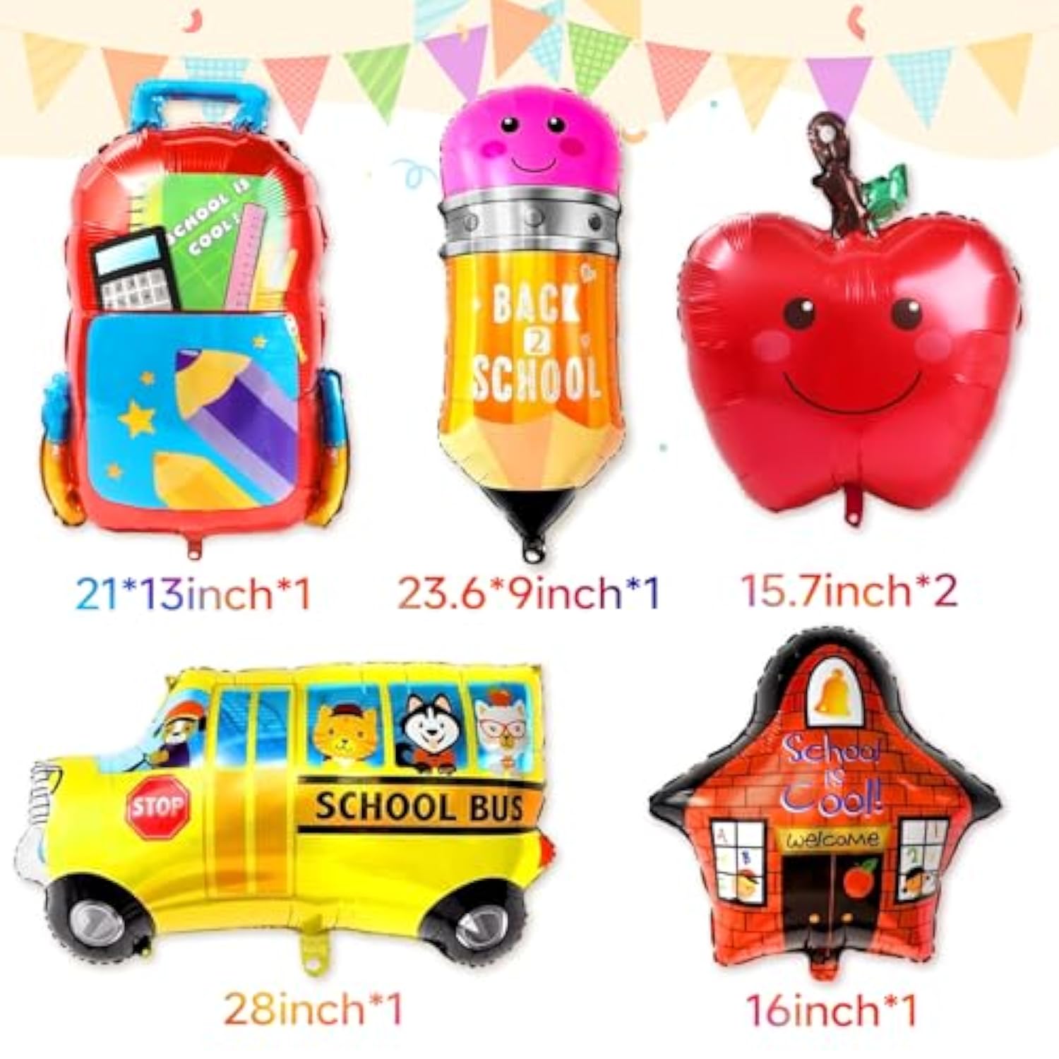 159Pcs Back To School Balloon Garland Arch Kit, Back To School Decorations, School Bus House Pencil Bag Apple Foil Balloon With Rainbow Balloons For First Day Of School Kindergarten Party Supplies