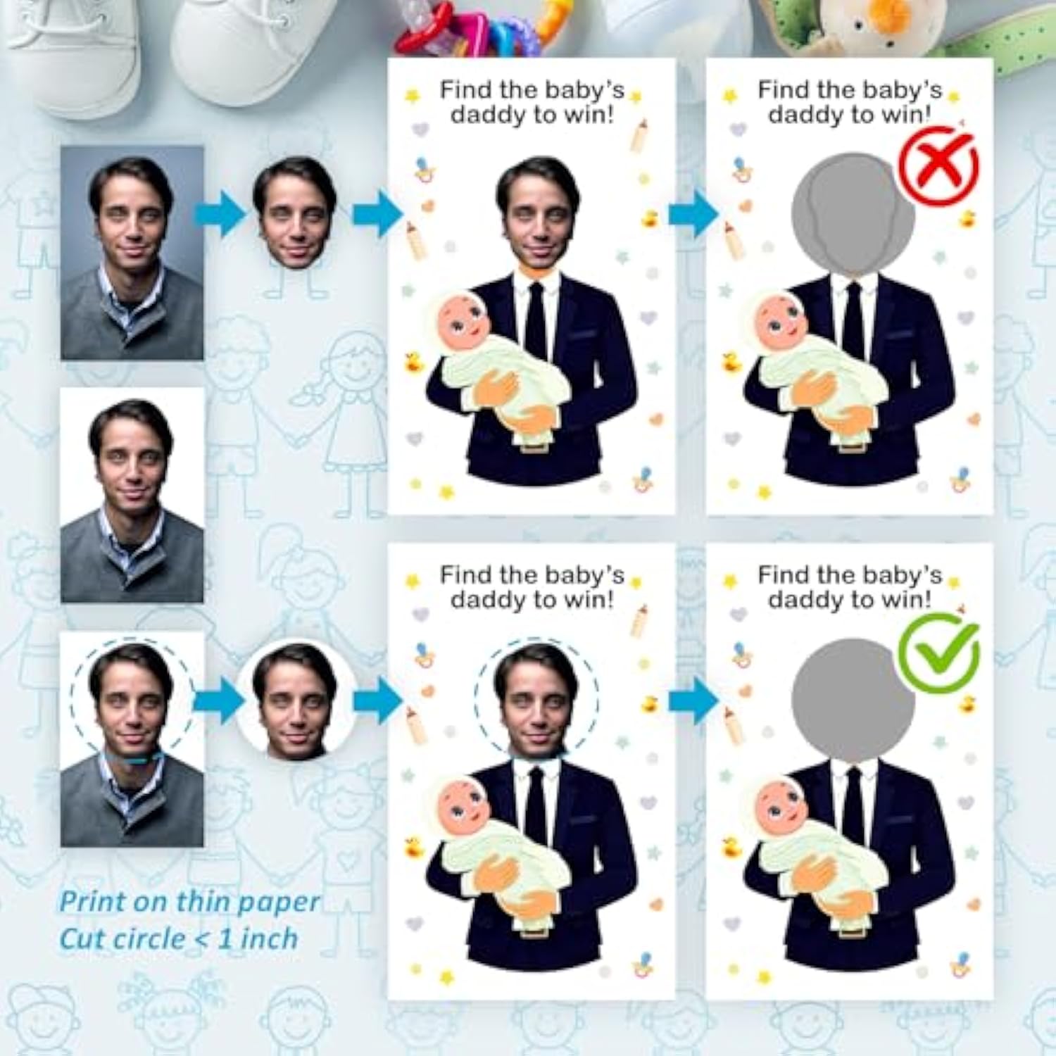 Who Is The Babys Daddy Baby Shower Scratch Off Game, Easy To Play Silly Games, Funny Idea, Ice Breaker Activity. Raffle Cards, Set Of 40 Cards Made In Usa