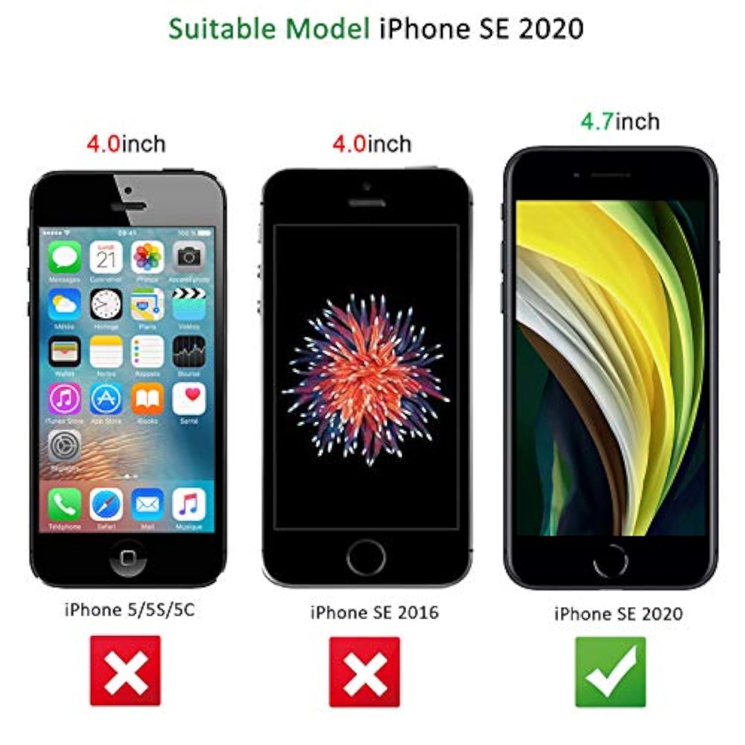3-Pack Tempered Glass Screen Protector for iPhone SE 3/2 4.7 Inch Case-Friendly