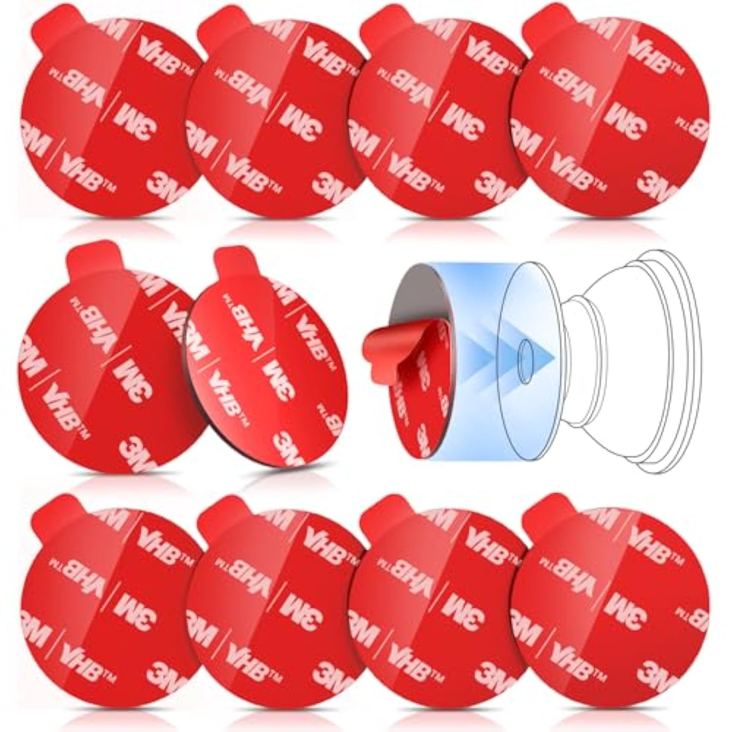 10-Pack 3M Sticky Pads for PopSocket Base 1.38" Strong Adhesive