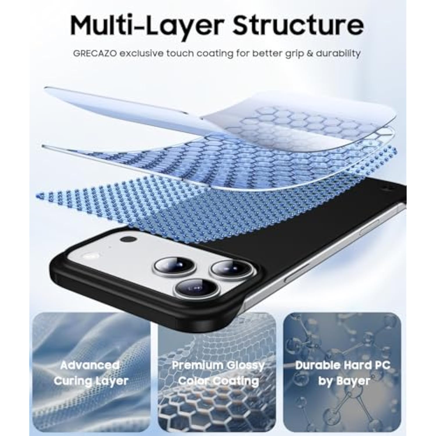 Magnetic Ultra Thin Frosted Designed For Iphone 17 Pro Max Frameless Case 6.9 Inch [Compatible With Magsafe] Slim Minimalist Lightweight Matte Hard Cover Protective Borderless Case-Black