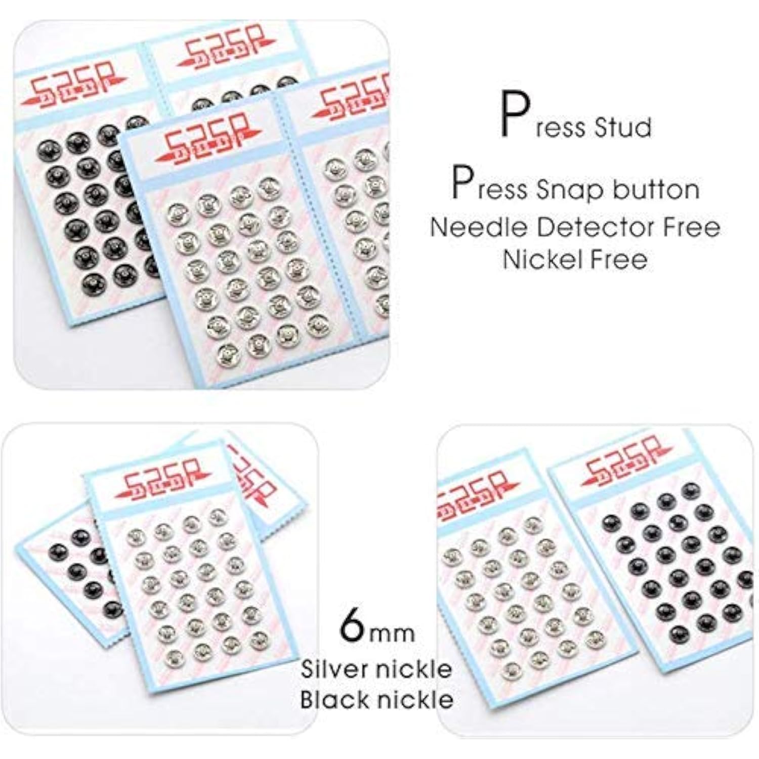 288Sets/Lot Sew-On Presssnap Buttons Metal Snap Fastener Buttons Press