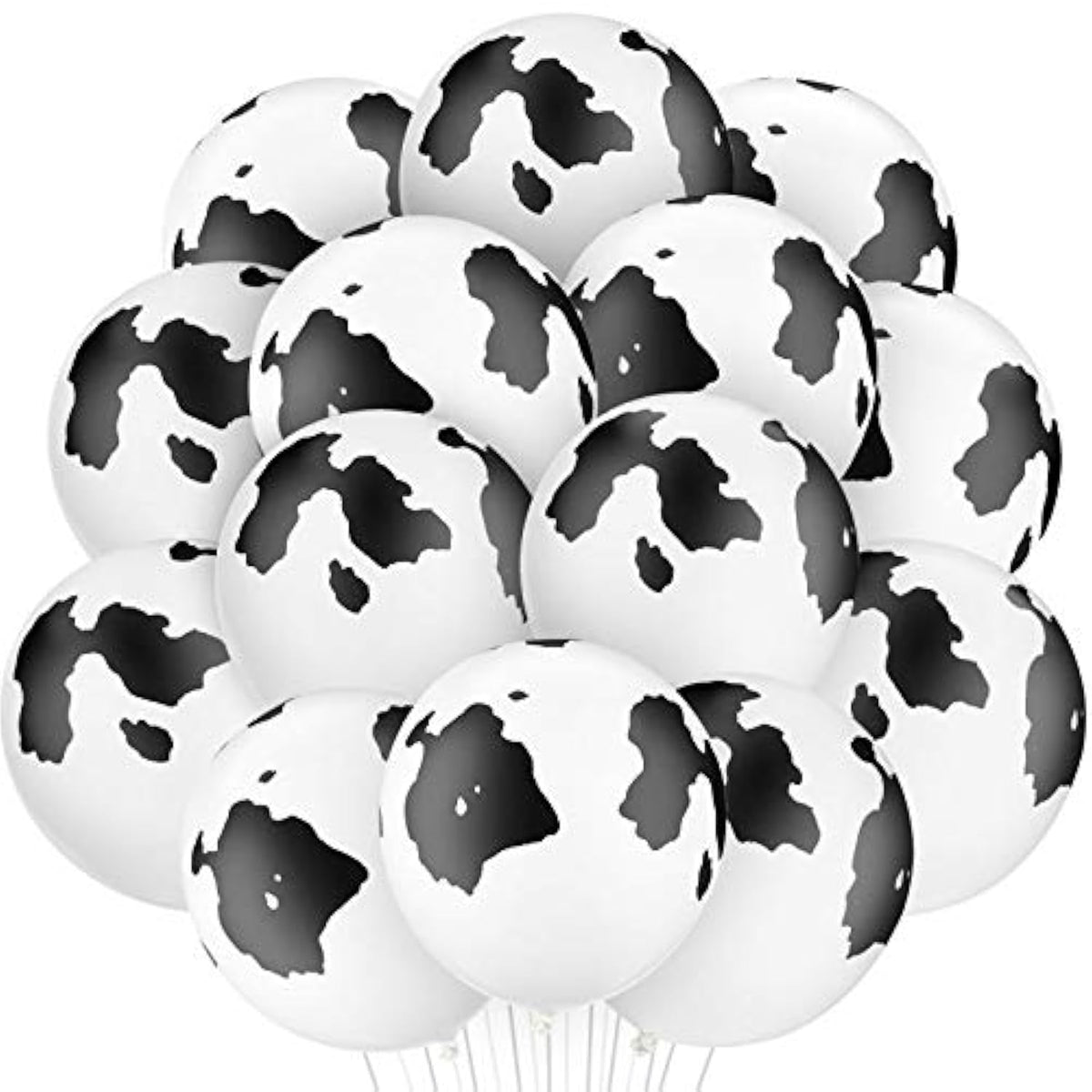 24Pack Cow Print Latex Balloons Black White Party Decorations