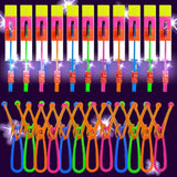 25 Sets Led Flying Set, Flying Rocket Copters Outdoor Game Toys Glow In The Dark Party Supplies Party Favors For Kids 8-12,4-8, 25 Slingshot+25 Glow Helicopter