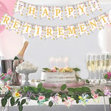 Wildflower Retirement Decor for Women with Gold Banner & Floral Swirls