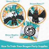 Unique How To Train Your Dragon Plates and Napkins - How To Train Your Dragon Party Supplies - 8 Dinner and Dessert Plates, 16 Napkins - Birthday Decorations for 8 Guests