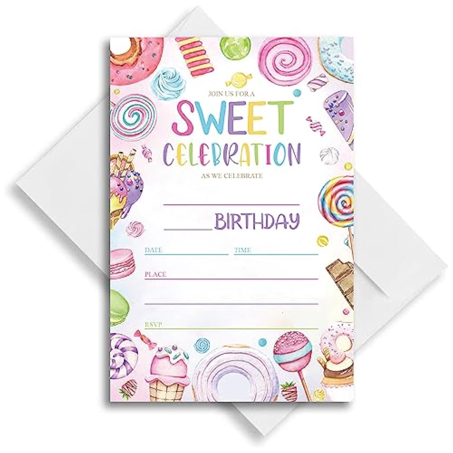 Candyland Birthday Party Invitations Card For Kids, Sweet Candy Party, Candyland Birthday Invitation. (079)