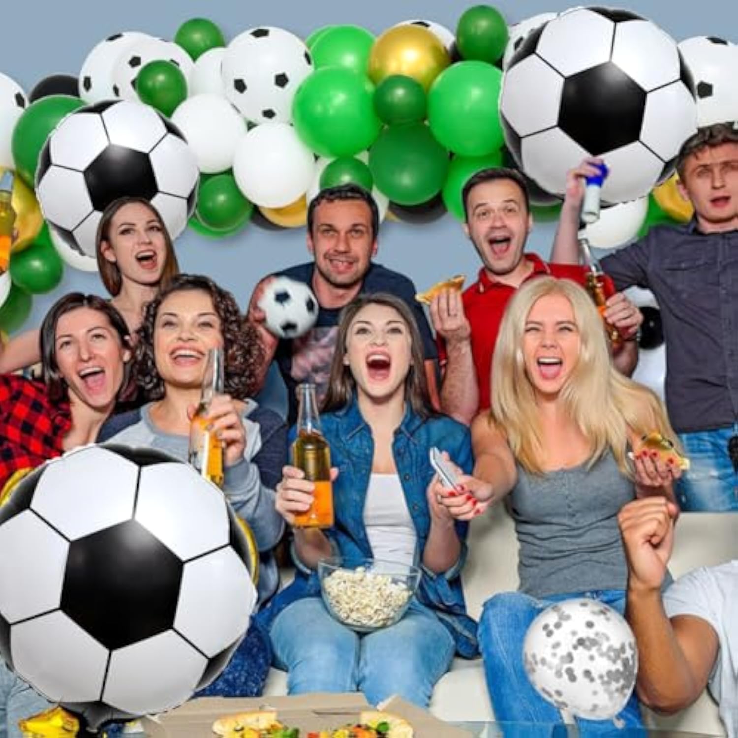 Soccer Birthday Party Decorations Supplies, Soccer Balloons Garland Arch Kit/ Backdrop/ Tablecloth/ 18" Foil Balloons, Adult Teen Girls Boys Kids Outdoor Sports Soccer-Themed Party Decorations