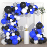 Royal Blue Black Silver White Balloon Arch Garland - 122Pcs Blue Black