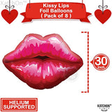 , Big Red Lip Balloons Decorations - 30 Inch, Pack Of 8 | Kiss Balloon