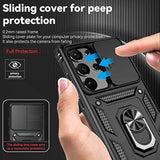 For Samsung Galaxy S23 Ultra Case With Slide Camera Cover Hd Screen Protector [Military Grade Drop Tested] Magnetic Ring Holder Kickstand Protective Phone Case For Samsung Galaxy S23 Ultra 2023, Black