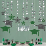 2025 Graduation Banner Party Decorations Green Graduation Cap Garland Kit Congrats Grad Supply For Prom Backdrop Decoration Ceiling Decor High School College Kindergarten Home Celebrations