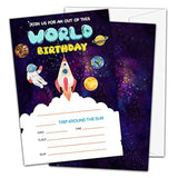 Space Birthday Invitations For Boys Girls Kids, Fill In Party Invites, Decorations, Favors, 20 Invitations With Envelopes (B14)