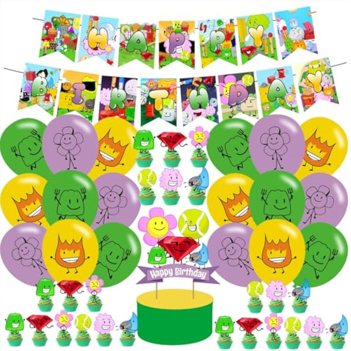 Battle-Dream Island Birthday Party Decorations, Room Decorations, Dream Island Merch Include Bffdi Party Balloons, Bf- Dream-Island Birthday Kids' Party Banner,Cake Topper And Cupcake Toppers