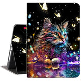 For Air 2 Case, 6Th/5Th Generation Case, 9.7 Case, Case 6Th Generation, Air 1St Gen Kids Women Men Shockproof Multi-Angle Viewing Adjustable Stand Auto Wake/Sleep Colored Cat