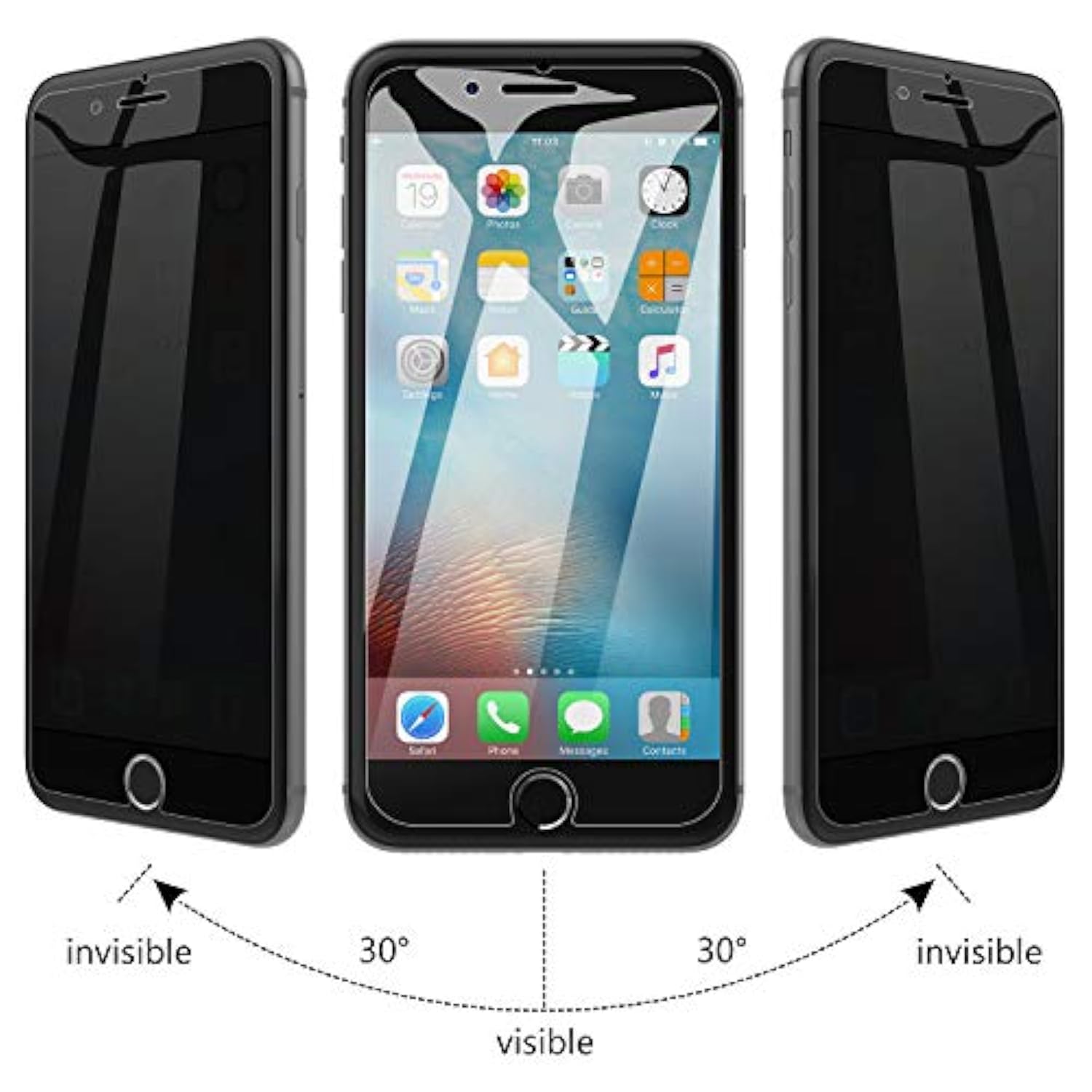 JETech Privacy Screen Protector for iPhone SE 3/2 (2022/2020 Edition), iPhone 8 and iPhone 7, Anti-Spy Tempered Glass Film, 2-Pack
