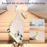 Magnetic Case For Iphone 16 Pro Max Case And Privacy Screen Protector Built In Camera Cover[Non-Yellowing] For Phone Case 16 Promax Metallic Glossy Luxury Girl Women-Titanium Gold