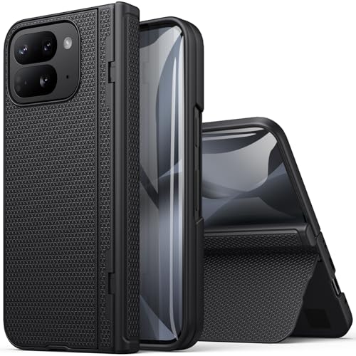 for Google Pixel 10 Pro Fold Case, Front Screen Protector, Slim with Stand, Hinge Protection, Rugged Hard Full Body Cover, Daily Drop Protective