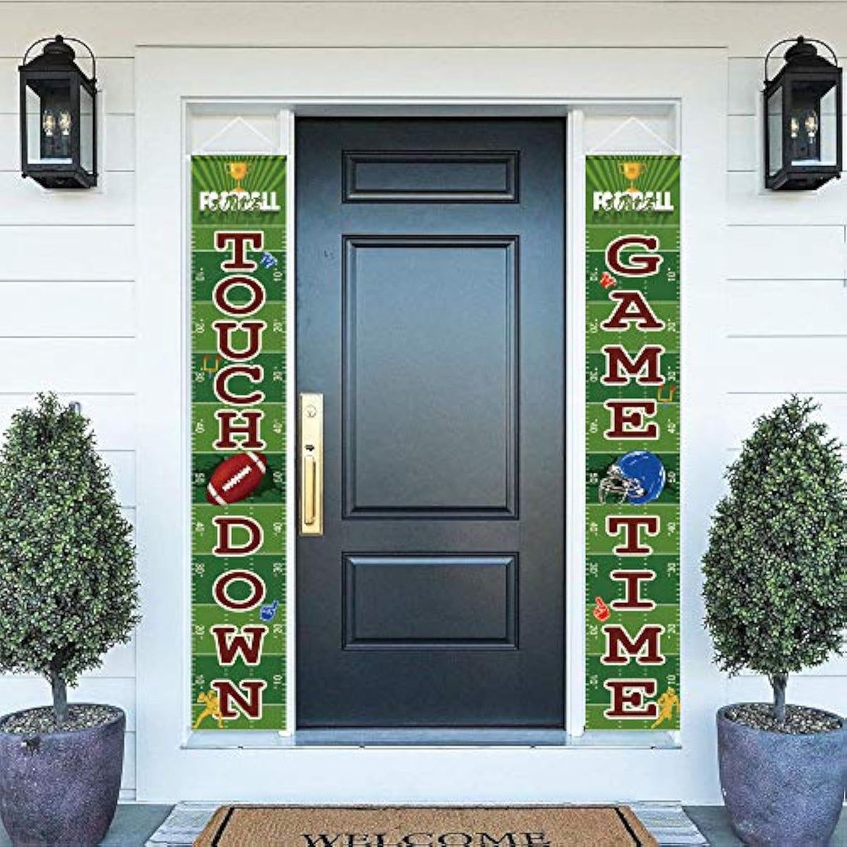 Football Welcome Porch Banner, Door Hanging Sign for Game Day Sports Parties