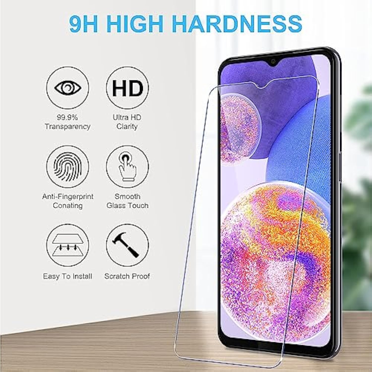 Compatible With Zte Blade A35 4G Z2453 Case [With Tempered Glass Screen Protector] Compatible For Zte Blade A55 Z2450 Phone Case Cover Black
