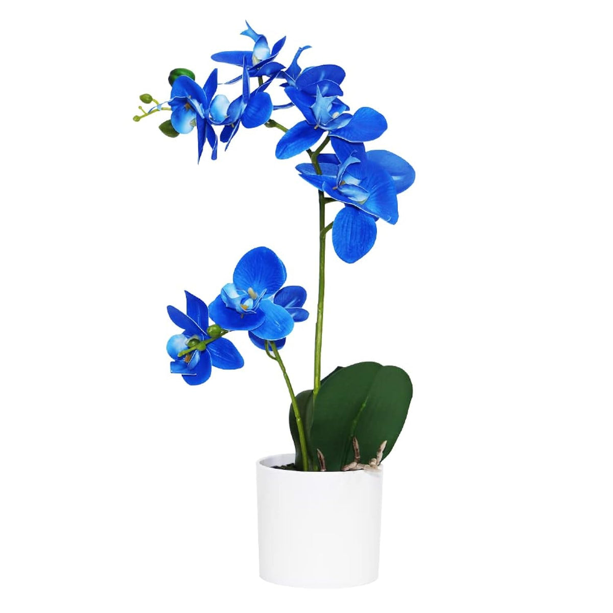 Blue Orchid Artificial Flowers In Pot, Fake Potted Orchid Flowers, Decoration For Home Office Wedding