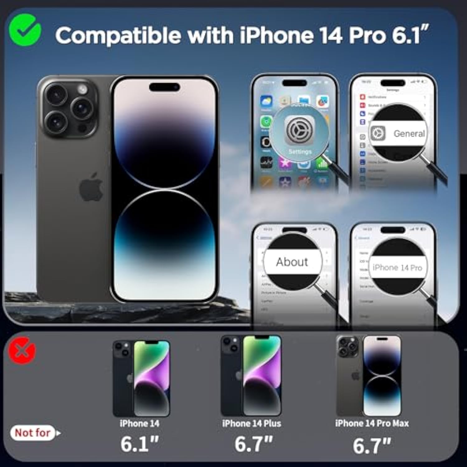 Magnetic Case For Iphone 14 Pro 6.1 Inch With 360 Rotatable Ring Stand, Compatible With Magsafe Car Phone Mount, Cases Cover Phone Holder For Desk Meeting/Videos?Dark Blue?