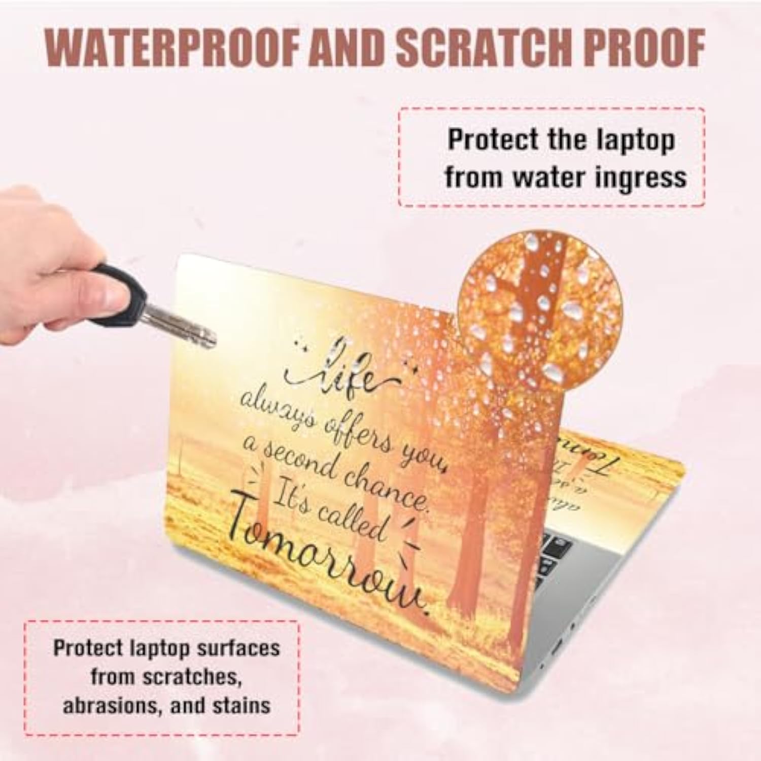 Inspiring Words Laptop Skin Sticker Decals Fits 12" 13" 13.3" 14" 15 Inch Laptop Watercolor Universal Removable Vinyl Notebook Art Protector Netbook Pc Cover Decal