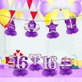 Purple Silver Sweet 16Th Birthday Table Centerpiece Decorations For Gi