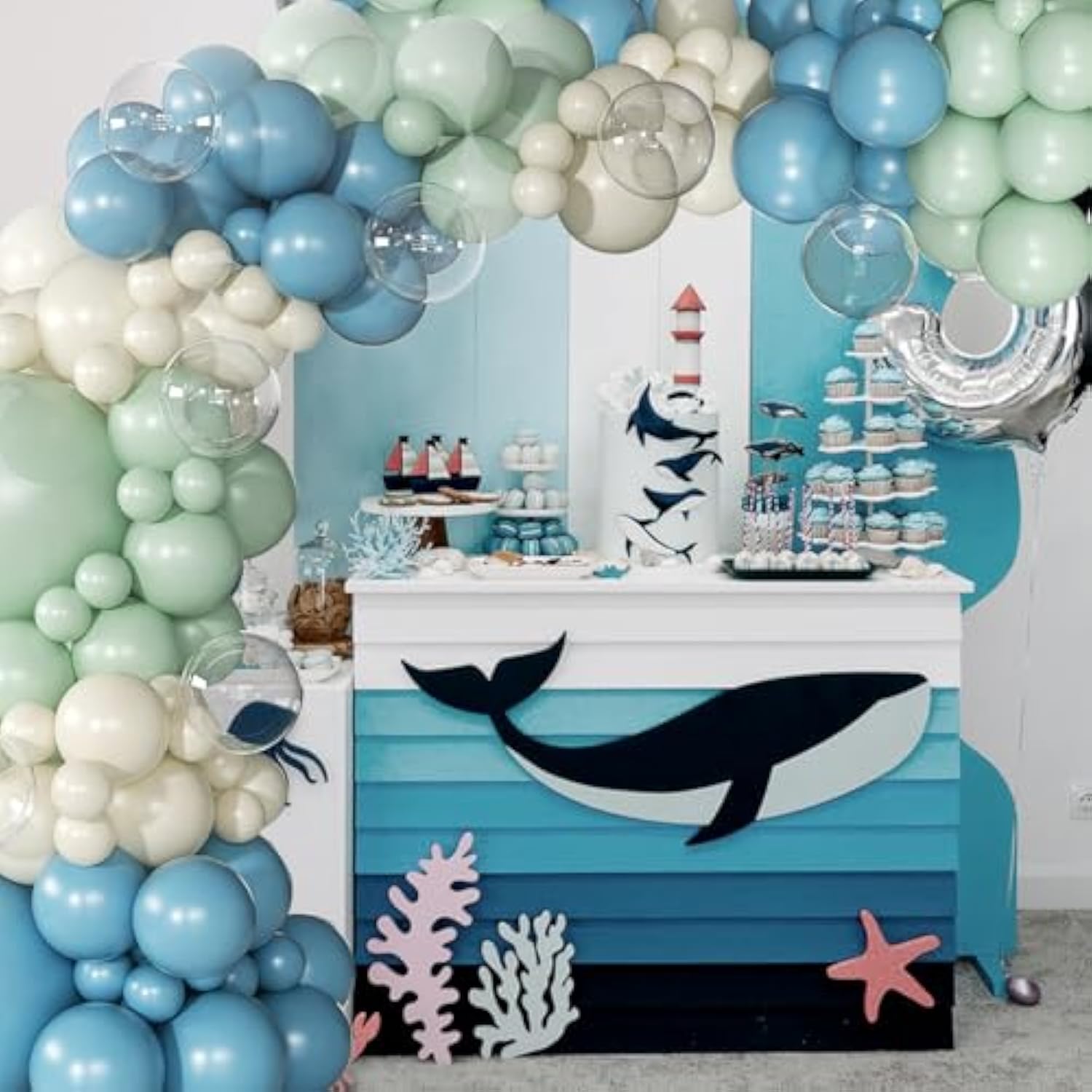 136pcs Ocean Balloon Arch Kit – Under the Sea Party Decorations for Baby Shower & Birthday
