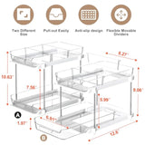 2 Sets Of 2-Tier Multi-Purpose Bathroom Under Sink Organizers And Storage, Stackable Kitchen Pantry Organization, Pull Out Medicine Cabinet Organizer With 8 Movable Dividers