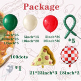 Pizza Party Balloon Arch Kit: Red, Green & Checkered Balloons