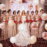 Rose Gold Balloons, 60Pcs 12Inch Rose Gold White Champagne Latex Balloon Confetti Balloons With Ribbon For Wedding, Baby Shower, Birthday, Engagement, Bridal Shower, Princess Party