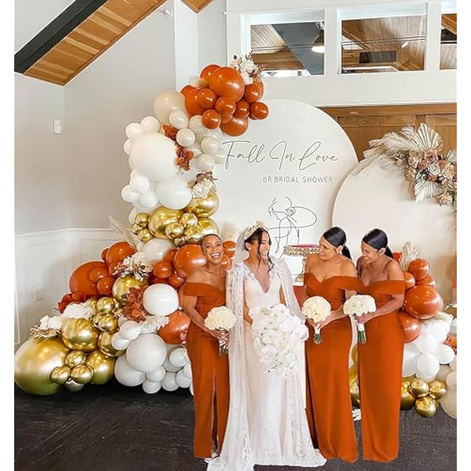 Fall Balloon Arch Kit 143pcs Terracotta Orange Gold White Sand Balloons for Bridal Shower