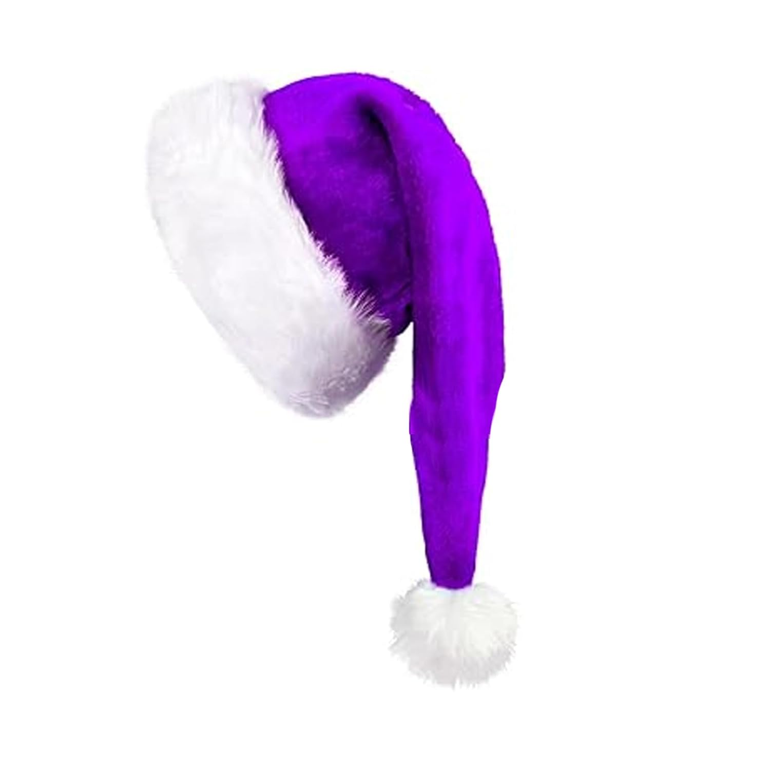 Plush Christmas Hat Purple Velvet Santa Hat For Women Men Christmas Holiday New Year Party Supplies