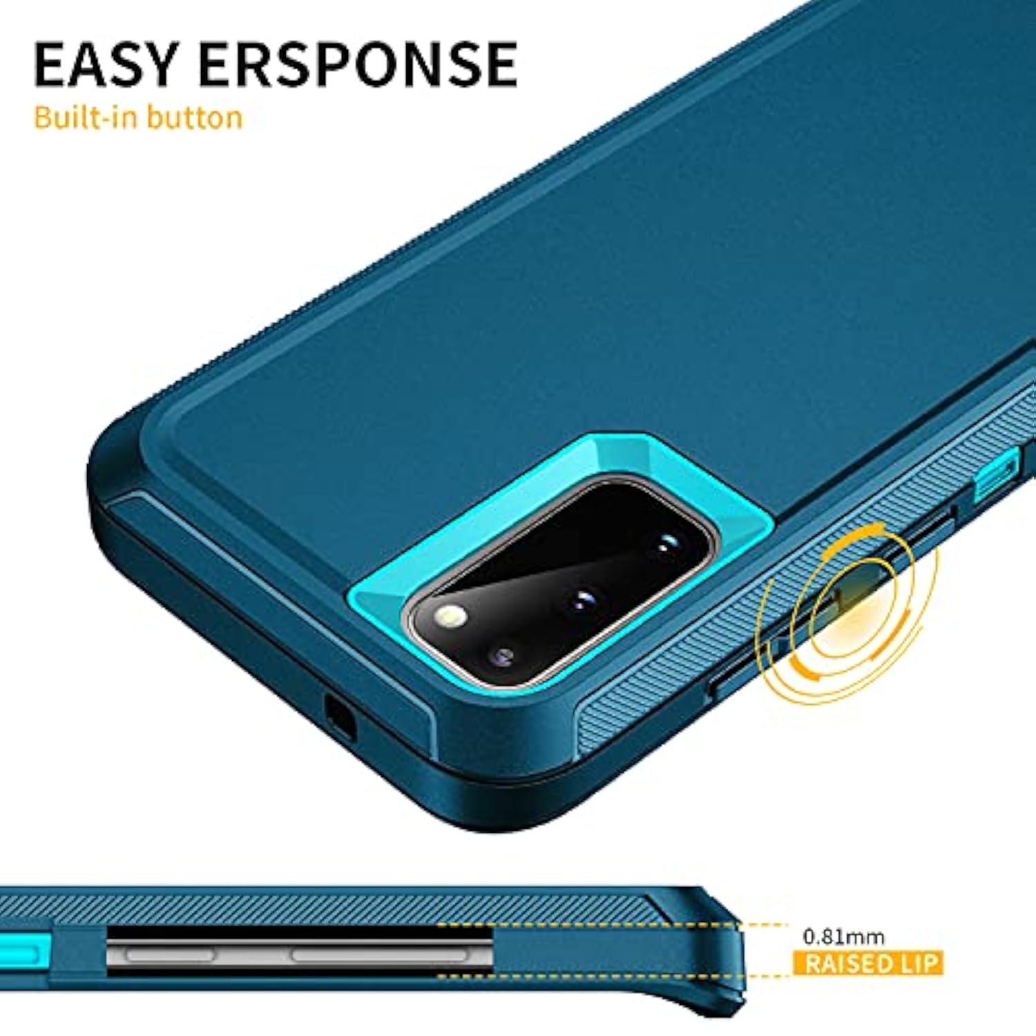 For Galaxy S20 5G Case,Shockproof Dropproof Dustproof 3-Layer Full Body Protection Rugged Heavy Duty High Impact Hard Cover Case For Galaxy S20 6.2 Inch,Turquoise