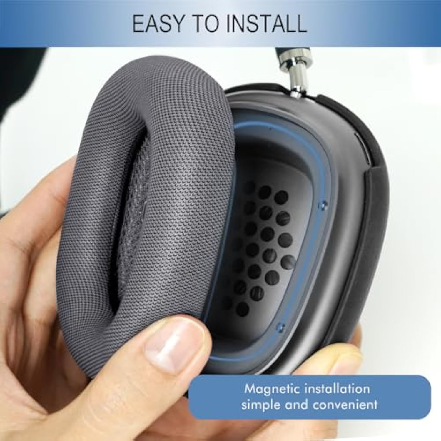 Upgraded Ear Cushions Replacement Earpads For Apple Airpods Max Headphones, Protein Leather Ear Pads Cover With Memory Foam And Magnet For Airpods Max (Space Gray)