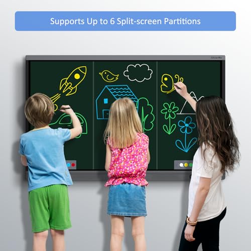 X5 Smart Board 55 Inch 4K Interactive Whiteboard 8Gb Ram + 128Gb Storage, All-In-One Touchscreen Monitor Built-In Speaker For Classrom Hybrid Work (Board Only)