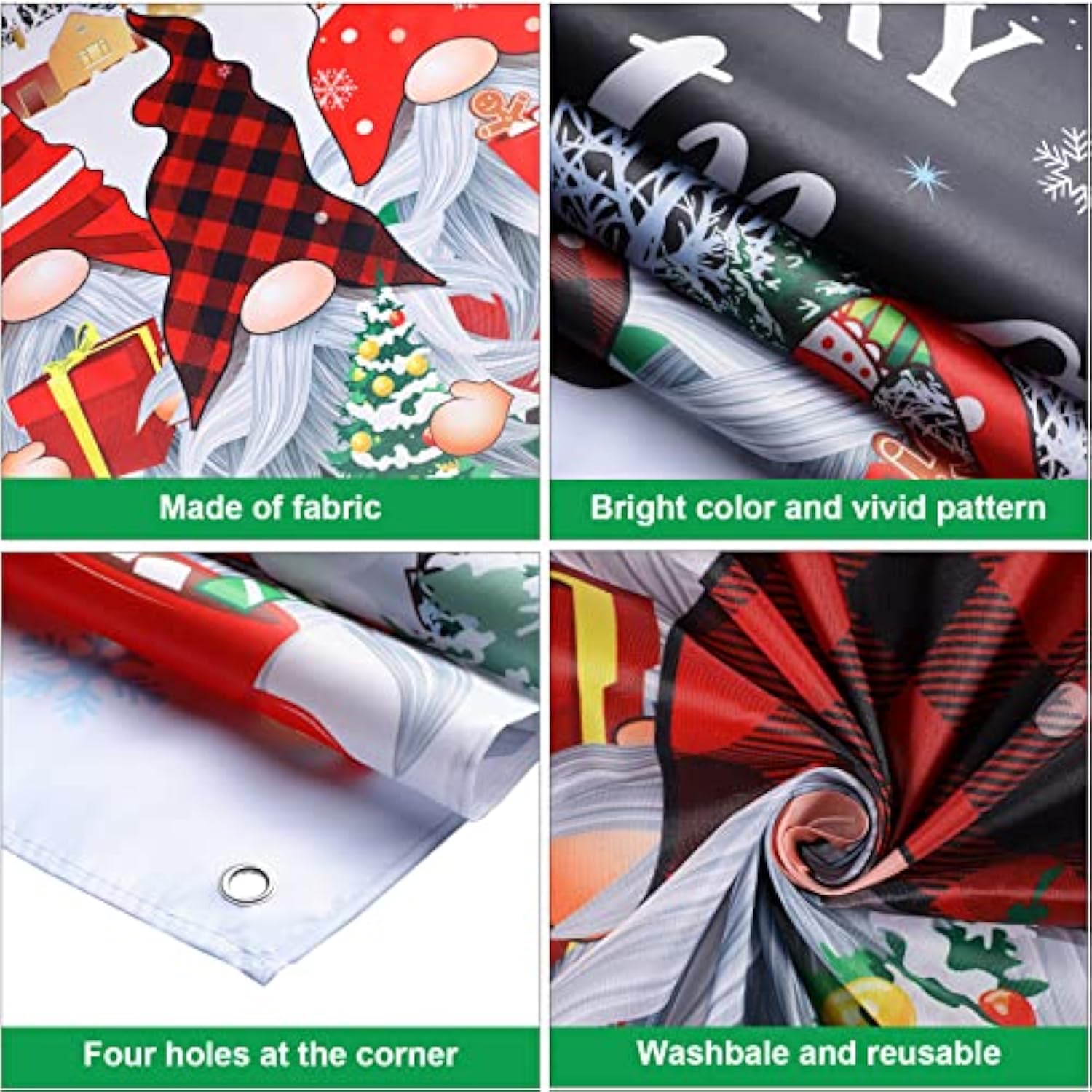 Christmas Gnome Door Cover Merry Christmas Front Door Decoration Winter Dwarf Hanging Banner Gnome Background Photo Booth Prop For Holiday Indoor Outdoor Party Supplies 70.9 X 35.4 Inches (Black)