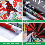Christmas Gnome Door Cover Merry Christmas Front Door Decoration Winter Dwarf Hanging Banner Gnome Background Photo Booth Prop For Holiday Indoor Outdoor Party Supplies 70.9 X 35.4 Inches (Black)